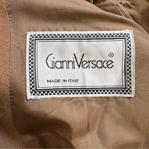 Gianni Versace Vintage 100% Wool Wrap-Tie Shoulder Pads Blazer Jacket Beige 10 - Picture 11 of 17